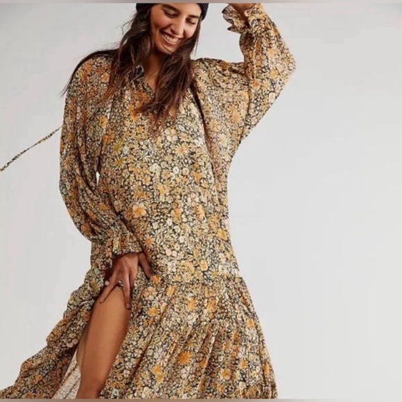 Free People Dresses & Skirts - Free People Multicolor Floral Long Sleeve Dress